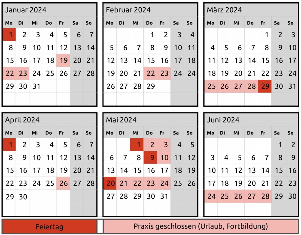 Schließzeiten – Praxis-Peschka